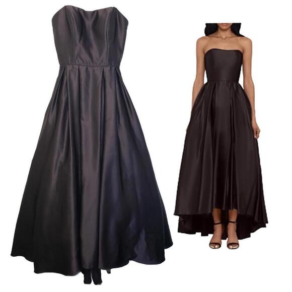 NWT AQUA Women's Sz 4 Dark Brown Pleated High-Low Ball Gown Formal Dress - Picture 1 of 8
